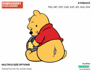 Winnie Eating Honey - Back View - Winnie the Pooh - Winnie the Pooh - Disney Embroidery Design in 3 sizes & 8 formats