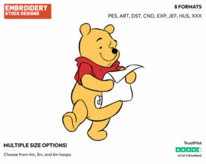 Winnie Yawning, Stretching - Winnie the Pooh - Winnie the Pooh - Disney Embroidery Design in 3 sizes & 8 formats