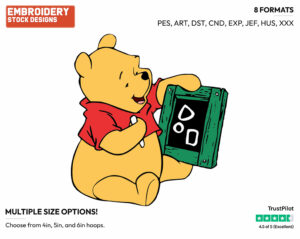 Drawing With Chalk - Winnie the Pooh - Winnie the Pooh - Disney Embroidery Design in 3 sizes & 8 formats