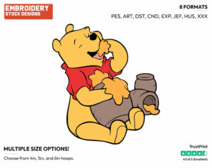 Winnie Eating Honey - Winnie the Pooh - Winnie the Pooh - Disney Embroidery Design in 3 sizes & 8 formats