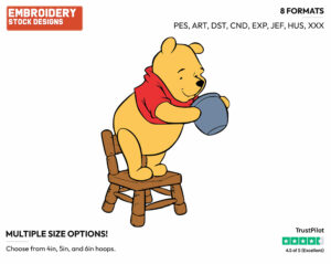 Looking Into Honey Pot - Winnie the Pooh - Winnie the Pooh - Disney Embroidery Design in 3 sizes & 8 formats
