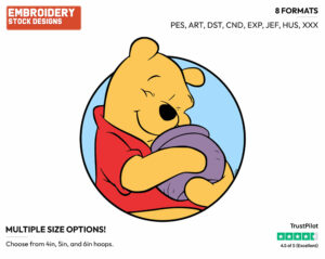 Winnie Hugging Honey Pot - Winnie the Pooh - Winnie the Pooh - Disney Embroidery Design in 3 sizes & 8 formats