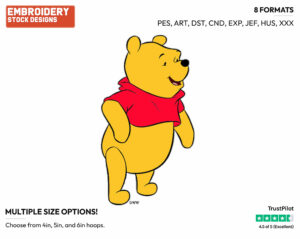 Winnie - Winnie the Pooh - Winnie the Pooh - Disney Embroidery Design in 3 sizes & 8 formats