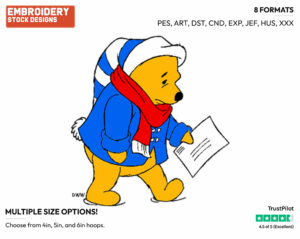 Sad Winnie Holding Letter - Winnie the Pooh - Winnie the Pooh - Disney Embroidery Design in 3 sizes & 8 formats