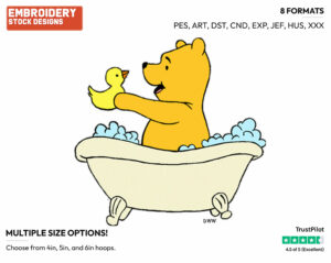 Winnie Taking A Bath - Winnie the Pooh - Winnie the Pooh - Disney Embroidery Design in 3 sizes & 8 formats