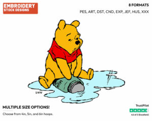 Depressed Winnie - Winnie the Pooh - Winnie the Pooh - Disney Embroidery Design in 3 sizes & 8 formats