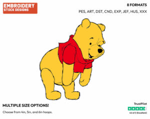 Trying To Touch Toes - Winnie the Pooh - Winnie the Pooh - Disney Embroidery Design in 3 sizes & 8 formats