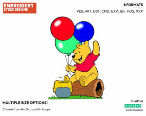 Winnie The Pooh Balloons - Winnie the Pooh - Winnie the Pooh - Disney Embroidery Design in 3 sizes & 8 formats