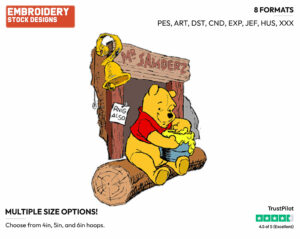 Winnie The Pooh On Doorstep - Winnie the Pooh - Winnie the Pooh - Disney Embroidery Design in 3 sizes & 8 formats