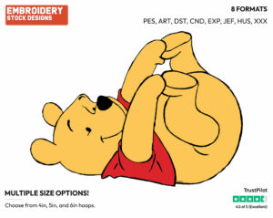 Touching His Toes - Winnie the Pooh - Winnie the Pooh - Disney Embroidery Design in 3 sizes & 8 formats