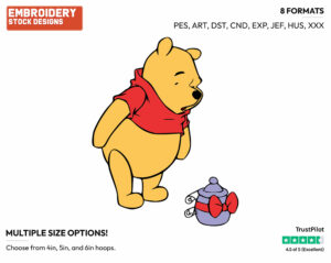 Winnie Finds A Honey Pot - Winnie the Pooh - Winnie the Pooh - Disney Embroidery Design in 3 sizes & 8 formats