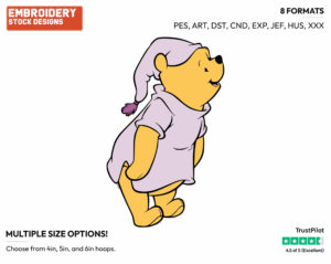 Winnie In Pyjamas - Winnie the Pooh - Winnie the Pooh - Disney Embroidery Design in 3 sizes & 8 formats