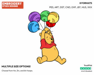 Winnie The Pooh, Balloons - Winnie the Pooh - Winnie the Pooh - Disney Embroidery Design in 3 sizes & 8 formats