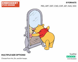 Looking In Mirror - Winnie the Pooh - Winnie the Pooh - Disney Embroidery Design in 3 sizes & 8 formats