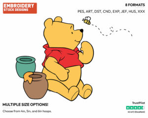 Winnie The Pooh, Honey Pots, Bee - Winnie the Pooh - Winnie the Pooh - Disney Embroidery Design in 3 sizes & 8 formats