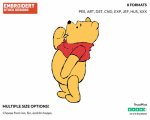 Puzzled Winnie - Winnie the Pooh - Winnie the Pooh - Disney Embroidery Design in 3 sizes & 8 formats