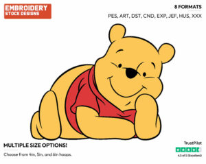 Resting Chin On Fist - Winnie the Pooh - Winnie the Pooh - Disney Embroidery Design in 3 sizes & 8 formats