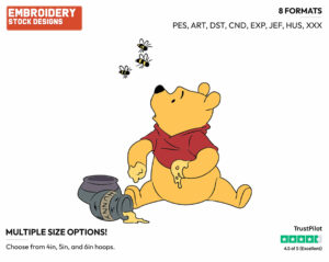 Winnie The Pooh, Honey Pots, Bee - Winnie the Pooh - Winnie the Pooh - Disney Embroidery Design in 3 sizes & 8 formats