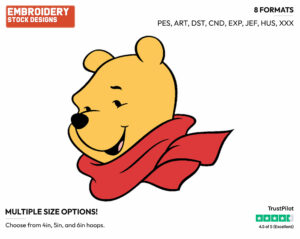 Wearing A Scarf - Winnie the Pooh - Winnie the Pooh - Disney Embroidery Design in 3 sizes & 8 formats