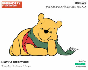 Winnie Resting Chin On Fist - Winnie the Pooh - Winnie the Pooh - Disney Embroidery Design in 3 sizes & 8 formats