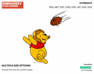 Playing Football - Winnie the Pooh - Winnie the Pooh - Disney Embroidery Design in 3 sizes & 8 formats