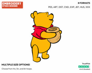Holding Honey Pot - Winnie the Pooh - Winnie the Pooh - Disney Embroidery Design in 3 sizes & 8 formats