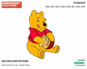 Eating Honey - Winnie the Pooh - Winnie the Pooh - Disney Embroidery Design in 3 sizes & 8 formats