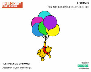 Winnie The Pooh Balloons - Winnie the Pooh - Winnie the Pooh - Disney Embroidery Design in 3 sizes & 8 formats
