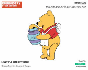 Opening A Honeypot - Winnie the Pooh - Winnie the Pooh - Disney Embroidery Design in 3 sizes & 8 formats