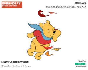 Winnie On Windy Day - Winnie the Pooh - Winnie the Pooh - Disney Embroidery Design in 3 sizes & 8 formats