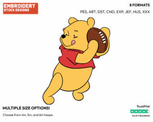 Playing Football - Winnie the Pooh - Winnie the Pooh - Disney Embroidery Design in 3 sizes & 8 formats