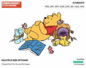 Sleeping - Winnie the Pooh - Winnie the Pooh - Disney Embroidery Design in 3 sizes & 8 formats