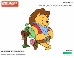 Cowboy Winnie The Pooh - Winnie the Pooh - Winnie the Pooh - Disney Embroidery Design in 3 sizes & 8 formats