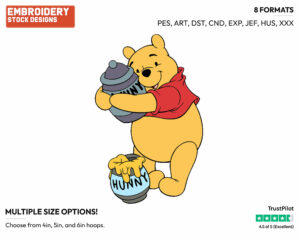 Hugging Honeypot - Winnie the Pooh - Winnie the Pooh - Disney Embroidery Design in 3 sizes & 8 formats