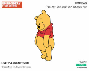 Cute Winnie - Winnie the Pooh - Winnie the Pooh - Disney Embroidery Design in 3 sizes & 8 formats