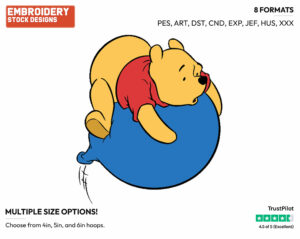 Winnie On Floating Balloon - Winnie the Pooh - Winnie the Pooh - Disney Embroidery Design in 3 sizes & 8 formats