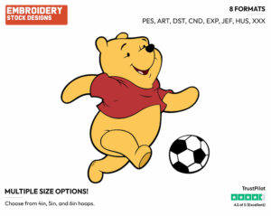 Playing Soccer - Winnie the Pooh - Winnie the Pooh - Disney Embroidery Design in 3 sizes & 8 formats
