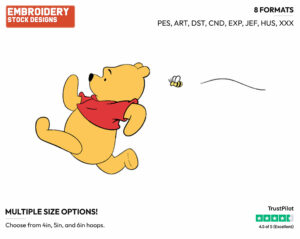 Running Away From Bee - Winnie the Pooh - Winnie the Pooh - Disney Embroidery Design in 3 sizes & 8 formats