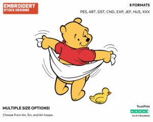 Drying Off After Bath - Winnie the Pooh - Winnie the Pooh - Disney Embroidery Design in 3 sizes & 8 formats