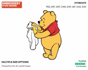 Drying Off Rubber Ducky - Winnie the Pooh - Winnie the Pooh - Disney Embroidery Design in 3 sizes & 8 formats