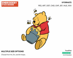 Eating Honey - Winnie the Pooh - Winnie the Pooh - Disney Embroidery Design in 3 sizes & 8 formats