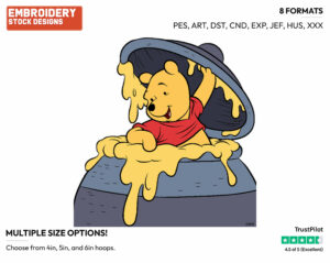 Winnie In Giant Honey Pot - Winnie the Pooh - Winnie the Pooh - Disney Embroidery Design in 3 sizes & 8 formats