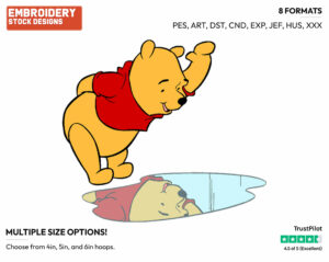 Waving At Reflection - Winnie the Pooh - Winnie the Pooh - Disney Embroidery Design in 3 sizes & 8 formats