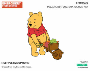 Carting Garden Vegetables - Winnie the Pooh - Winnie the Pooh - Disney Embroidery Design in 3 sizes & 8 formats