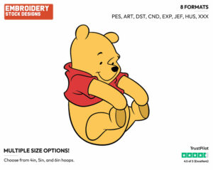 Playful Winnie - Winnie the Pooh - Winnie the Pooh - Disney Embroidery Design in 3 sizes & 8 formats