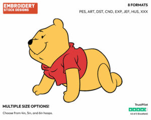 Crawling - Winnie the Pooh - Winnie the Pooh - Disney Embroidery Design in 3 sizes & 8 formats