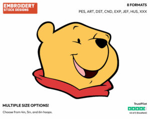 Winnie The Pooh Smiling Face - Winnie the Pooh - Winnie the Pooh - Disney Embroidery Design in 3 sizes & 8 formats