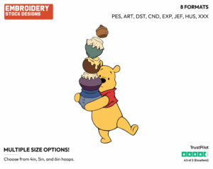 Winnie Carrying Honey Pots - Winnie the Pooh - Winnie the Pooh - Disney Embroidery Design in 3 sizes & 8 formats