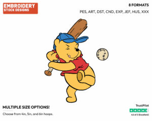 Playing Baseball - Winnie the Pooh - Winnie the Pooh - Disney Embroidery Design in 3 sizes & 8 formats