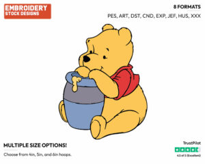 Eating Honey - Winnie the Pooh - Winnie the Pooh - Disney Embroidery Design in 3 sizes & 8 formats